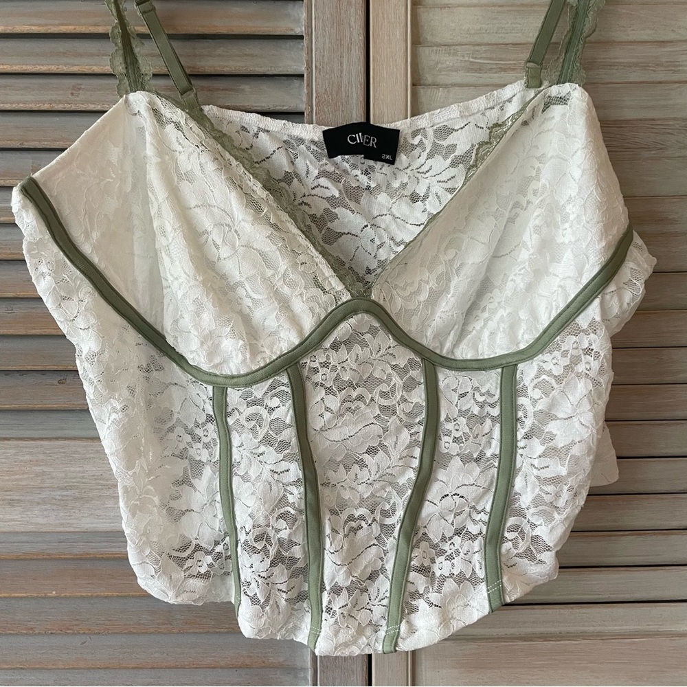 Cider NWOT Floral Lace faux Corset Tank Top size: 2XL - Picture 4 of 11